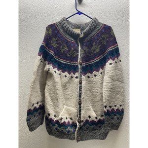 Woolies Chunky button down Mens 100% Wool sweater Apprx. sz. L Reg. see descript